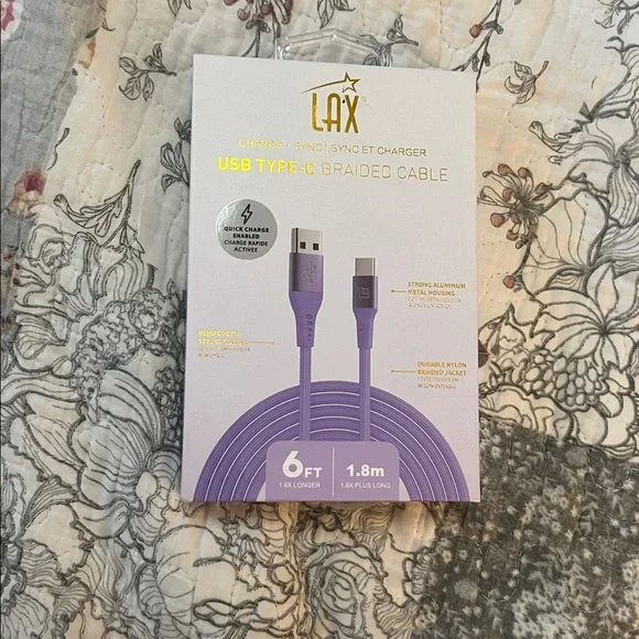 Lavender Braided USB Type-C Cable - Picture 2 of 2